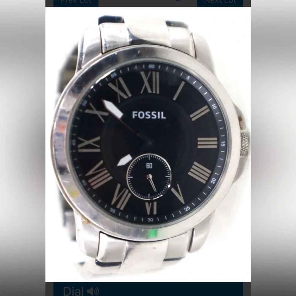 Fossil Grant Watch Stainless Steel Construction and Black Analog Dial